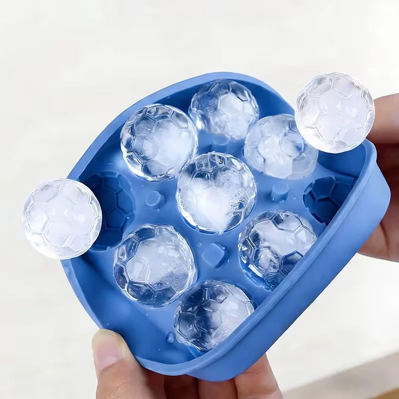 Ice Mold Sphere - 9穴シリコン製サッカーボール/アイスホッケー型、型抜きが簡単、柔軟で耐久性があり、ウイスキー、カクテル、パーティードリンクに最適です。