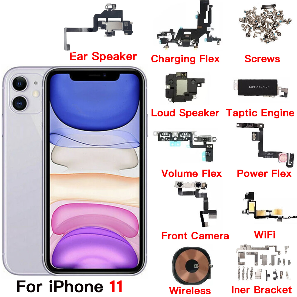 Home Bar Iphone - 内部アクセサリー iPhone 11 フロントカメラ耳スピーカー電源ボリューム充電フレックスケーブルタプティックエンジンすべてのネジブラケット