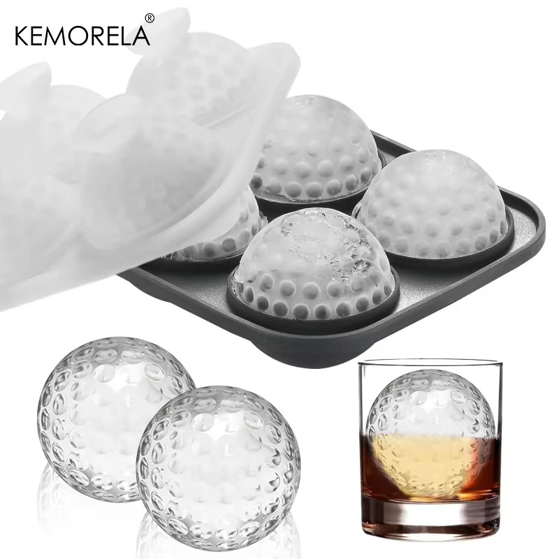 Ice Mold Sphere - 蓋付きシリコン製製氷皿 丸型/四角型 アイスボール型 球形シリコン製製氷皿 キッチン カクテル