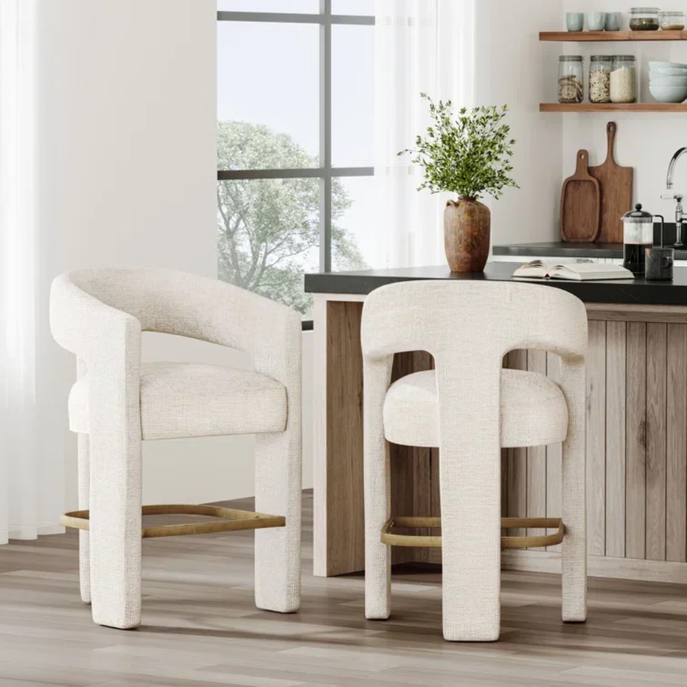 Home Bar Stools - モダンな布張りのカウンタースツール、ベルベットのハイチェア、キッチンとバー、家庭とホテルの家具