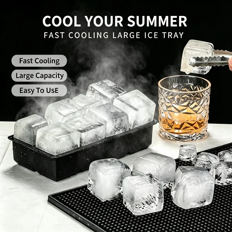 Ice Mold Sphere - 6個取りの氷球型、食品グレードシリコン製、BPAフリー、漏れ防止、簡単リリース、蓋付き大型球形製氷皿、ウイスキーやカクテル用