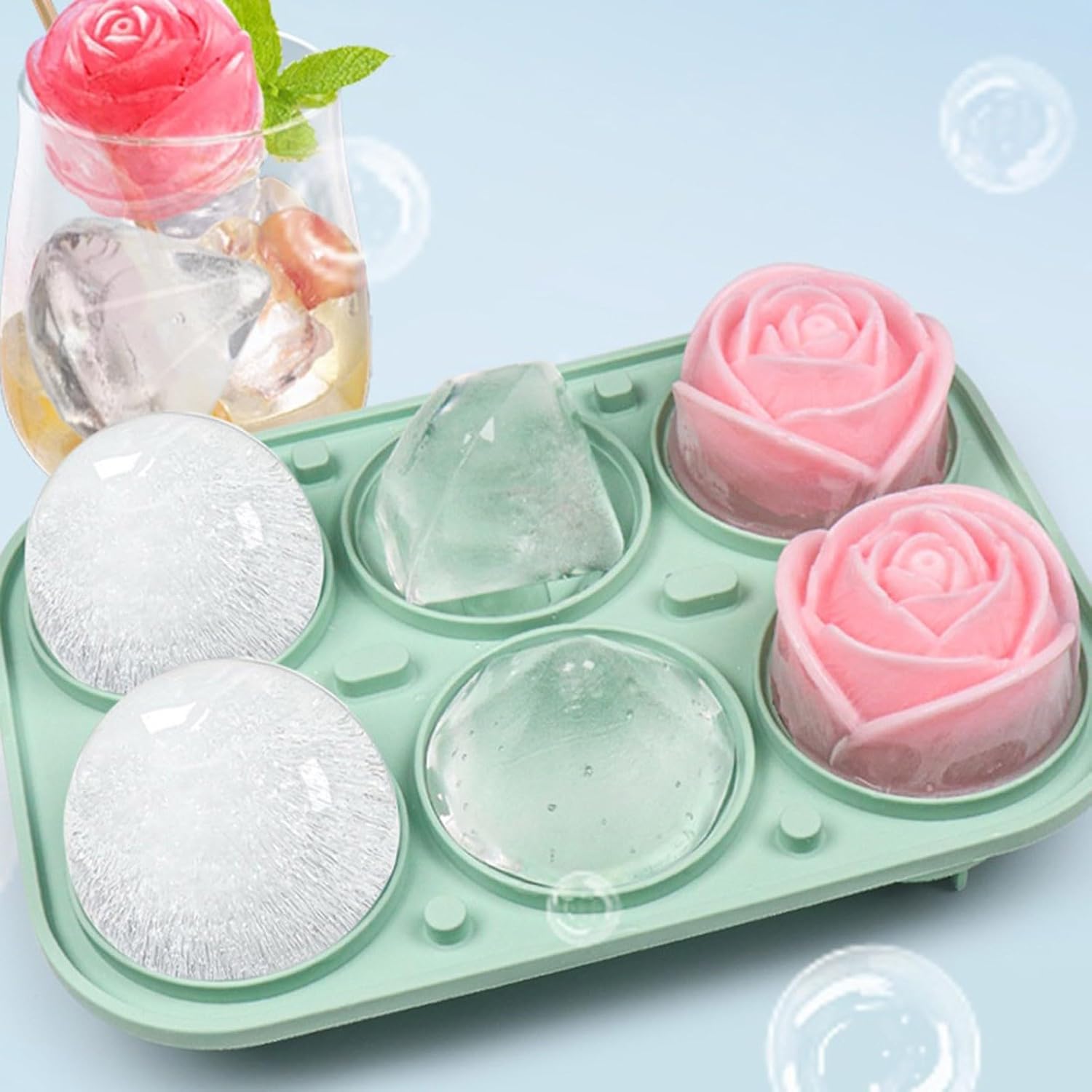 2026年大型製氷皿 蓋付き シリコン製 ローズダイヤモンド - Ice Mold Sphere のレビューと価格
