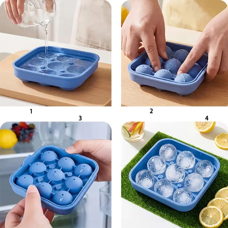 9穴シリコン製サッカーボール/アイスホッケー型、型抜きが簡単 - Ice Mold Sphere のレビューと価格
