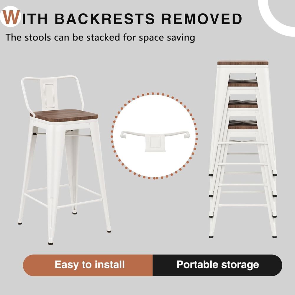 26インチ バースツール4脚セット 工業用メタルバースツール - Home Bar Stools のレビューと価格