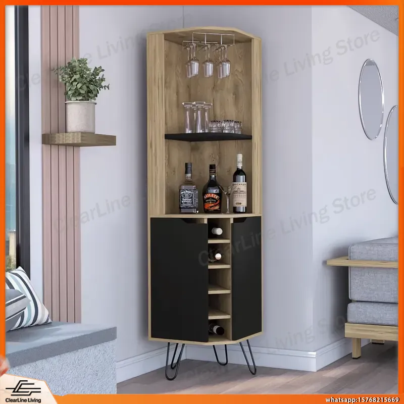 コーナーバーキャビネット、6つのワインラック内蔵、家庭用バー - Home Bar Shelves のレビューと価格