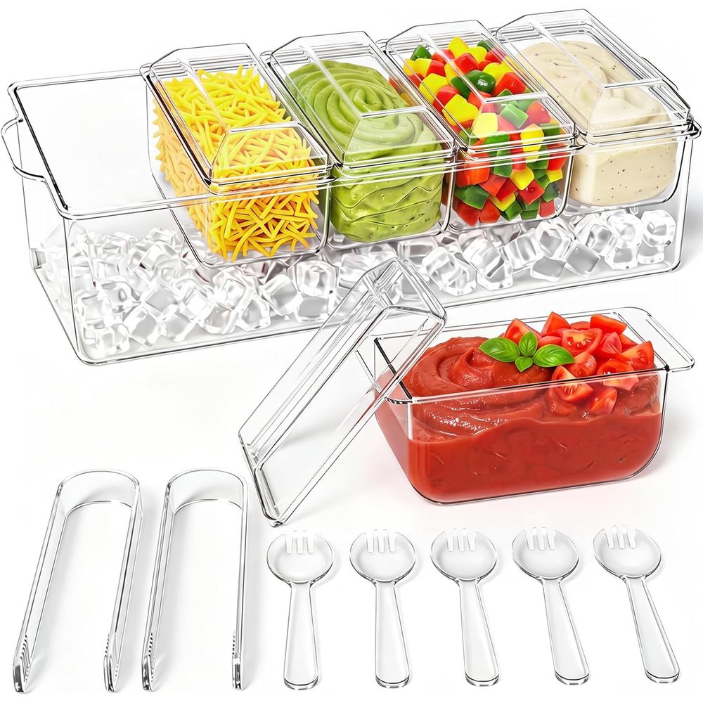 調味料トレイ、家庭用、パーティー用、お祝い用、バー用の冷蔵サ - Garnish Tray Set のレビューと価格