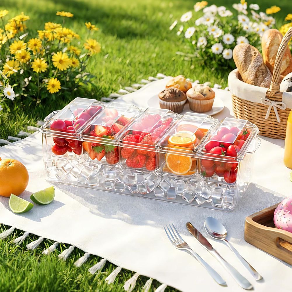 調味料トレイ、家庭用、パーティー用、お祝い用、バー用の冷蔵サ - Garnish Tray Set のレビューと価格