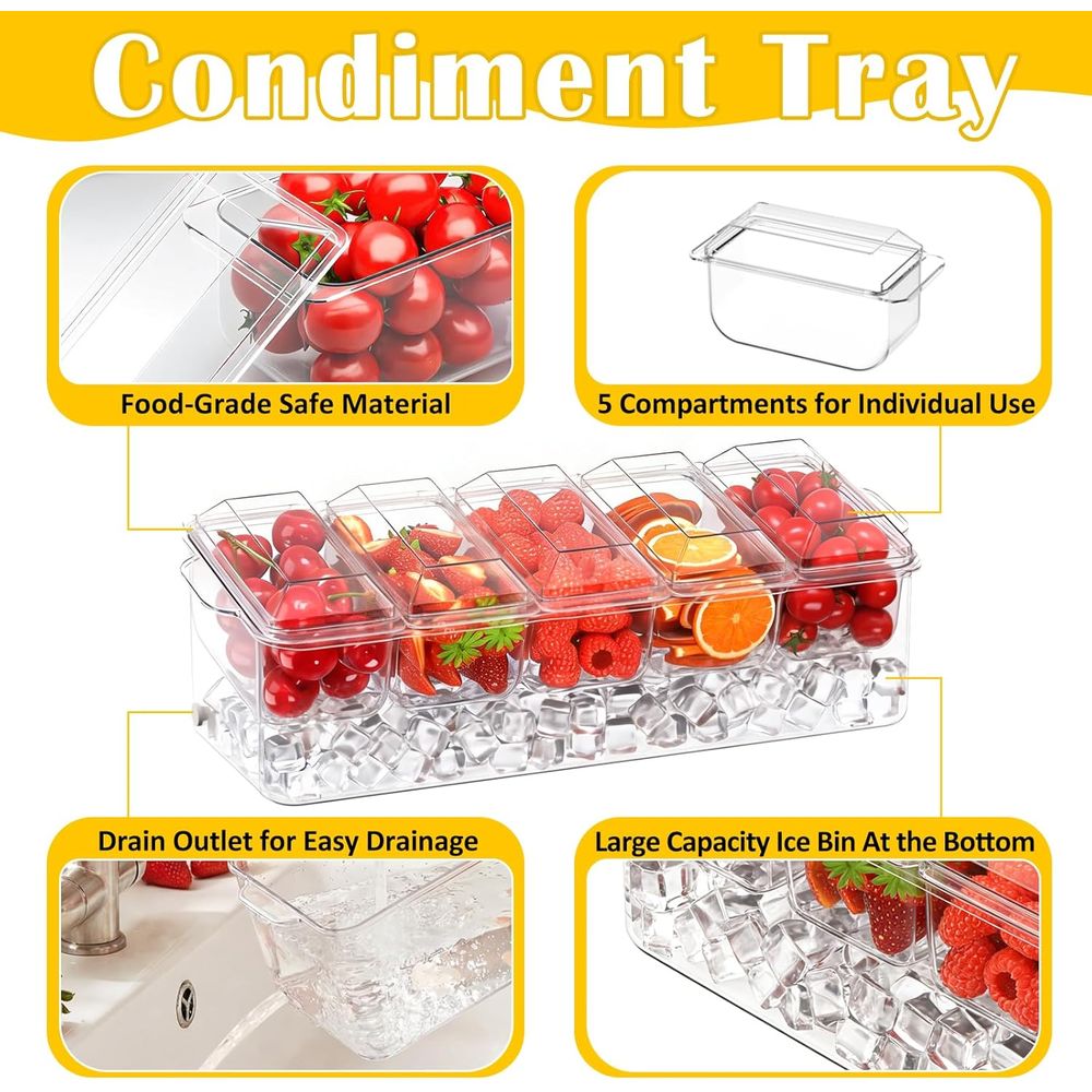 調味料トレイ、家庭用、パーティー用、お祝い用、バー用の冷蔵サ - Garnish Tray Set のレビューと価格