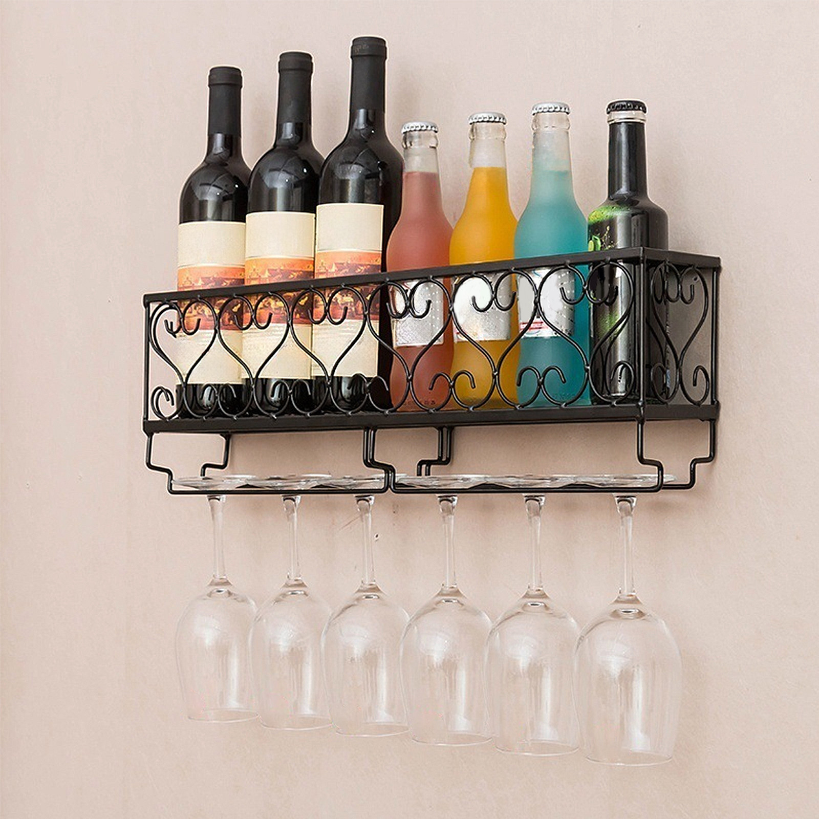 1 個の壁掛けワインボトルラック高品質の金属製簡単設置安定し - Home Bar Setup のレビューと価格