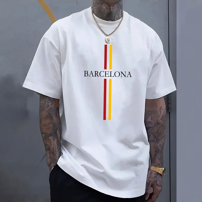 バルセロナメンズコットン Tシャツ春夏デイリーカジュアルファ - Home Barcelona のレビューと価格