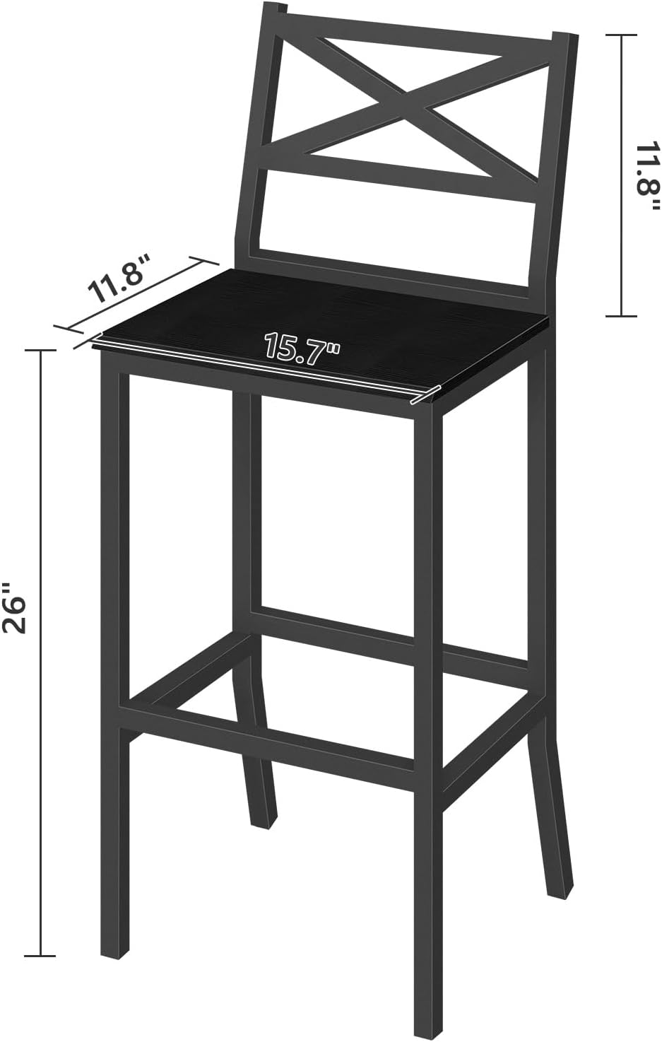 バースツール、背もたれとフットレスト付きバーチェア2脚セット - Home Bar Stools のレビューと価格