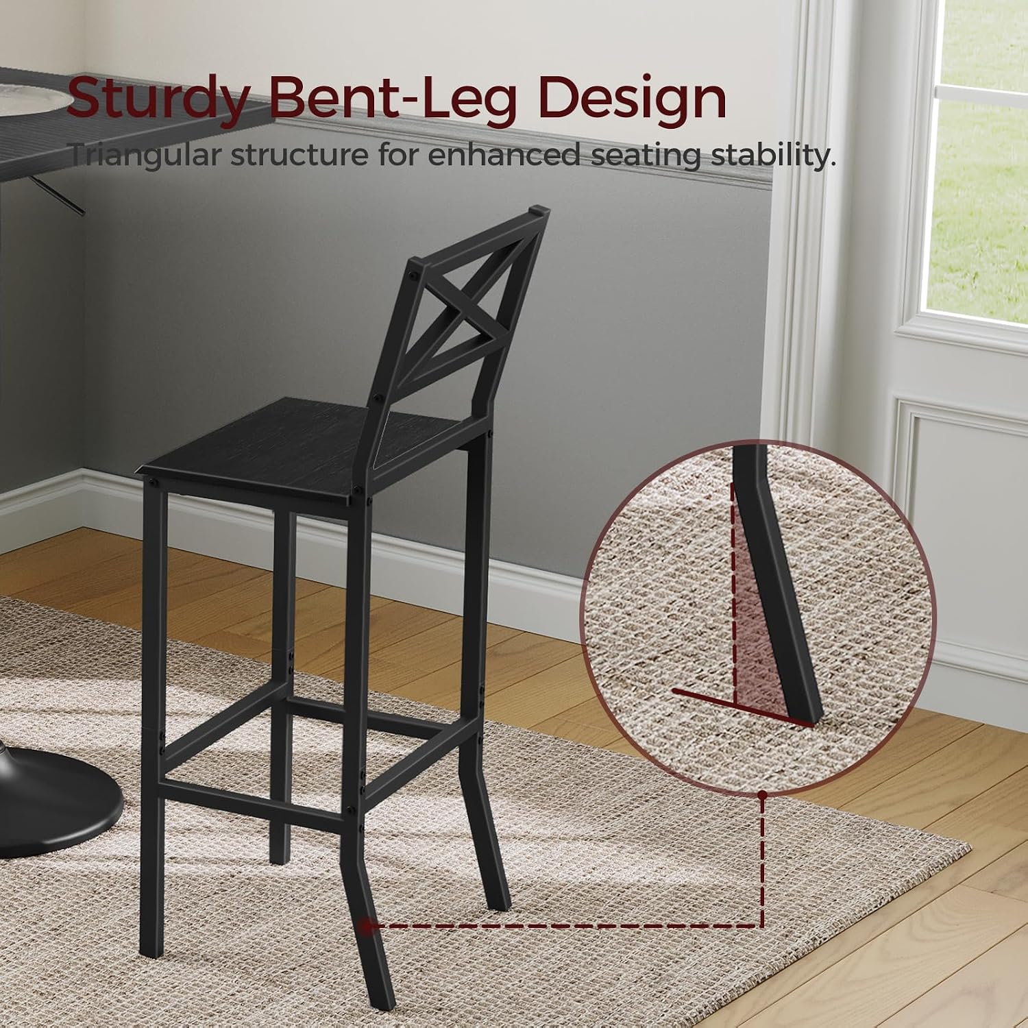 バースツール、背もたれとフットレスト付きバーチェア2脚セット - Home Bar Stools のレビューと価格
