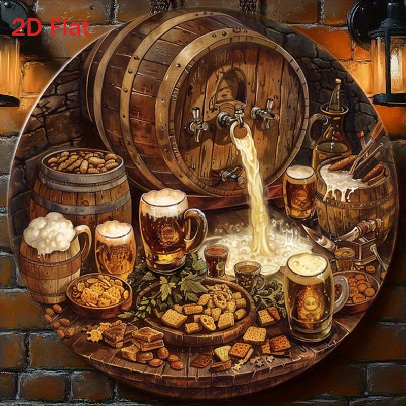 1個入り 丸型 2D フラットアルミサイン 室内/屋外壁飾り - Home Bar Cafe のレビューと価格