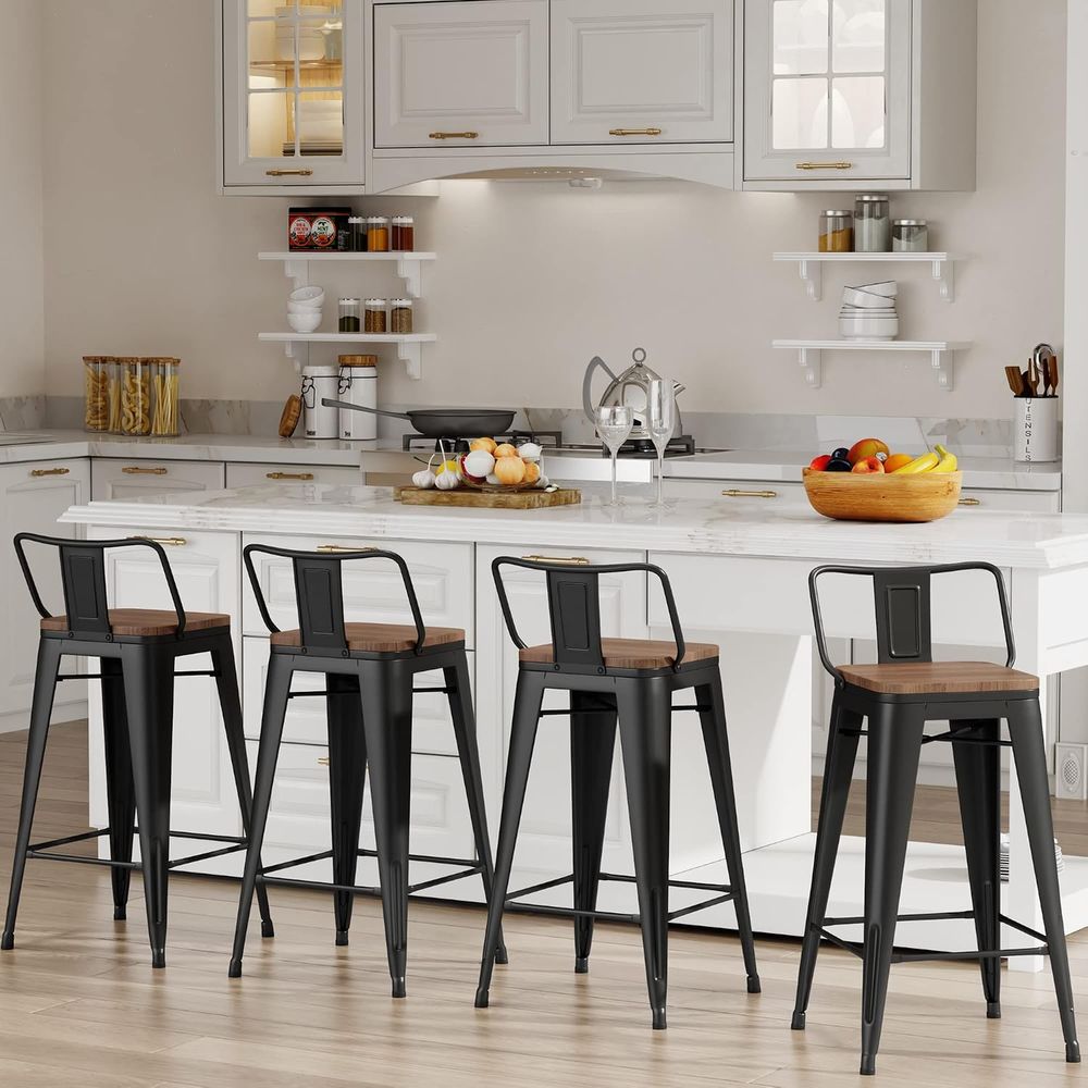 24インチ バースツール4脚セット 工業用メタルバースツール - Home Bar Stools のレビューと価格