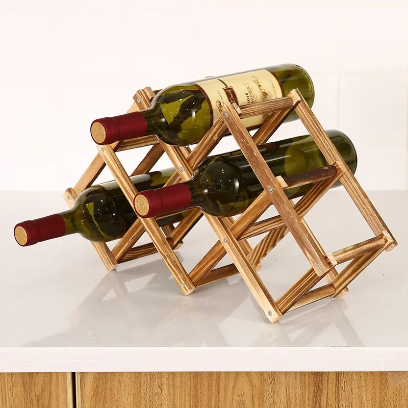 折りたたみ木製ワインラックボトルキャビネットスタンドホルダー - Home Bar Setup のレビューと価格