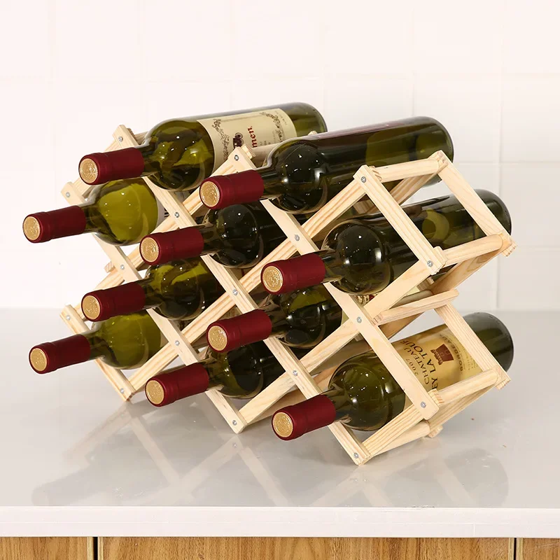 折りたたみ木製ワインラックボトルキャビネットスタンドホルダー - Home Bar Setup のレビューと価格