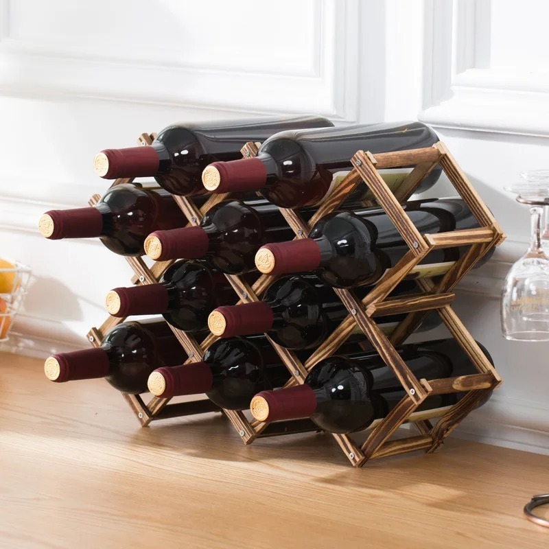積み重ね可能なワイン収納棚 3、5、6、10 ボトル木製ワイ - Home Bar Shelf のレビューと価格