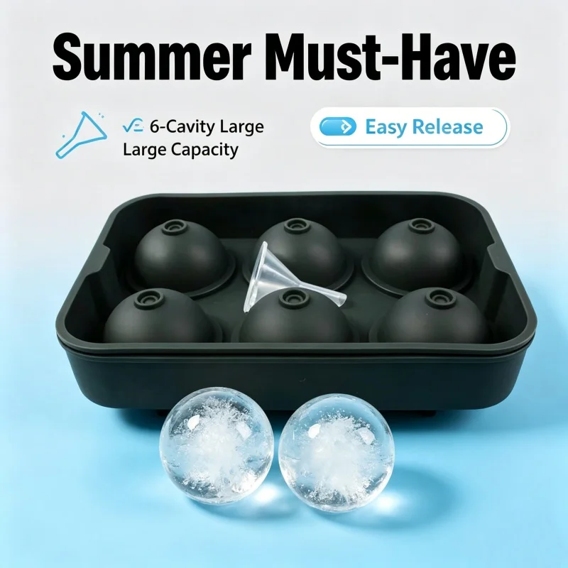 6個取りの氷球型、食品グレードシリコン製、BPAフリー、漏れ - Ice Mold Sphere のレビューと価格