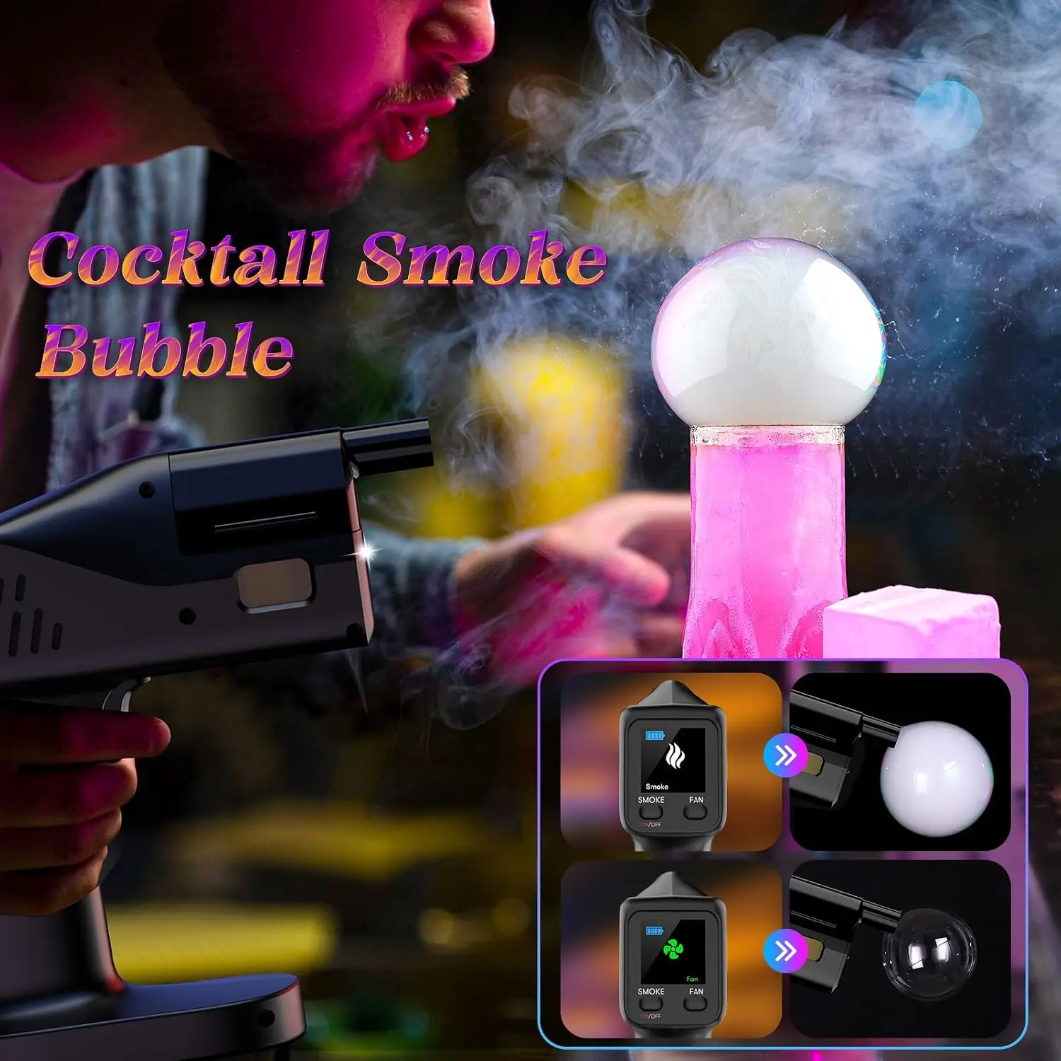 電動カクテルスモークバブルガンキット |   アロマブラスタ - Smoking Gun Kit のレビューと価格
