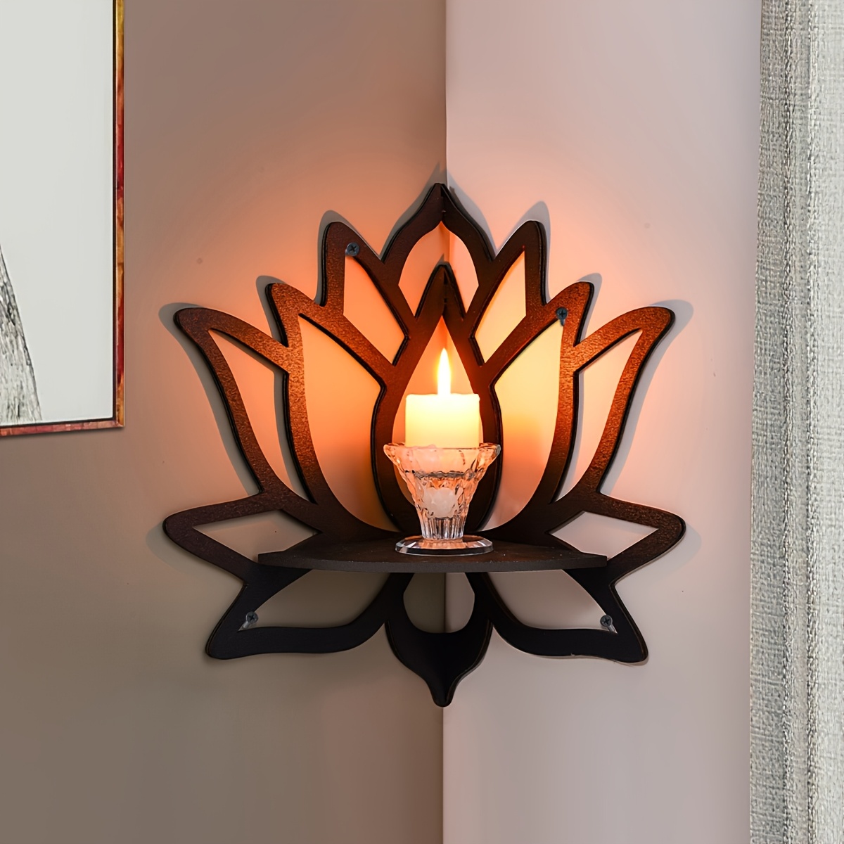 蓮の花の形をしたフローティングシェルフ、中空フラワーウォール - Home Bar Shelf のレビューと価格
