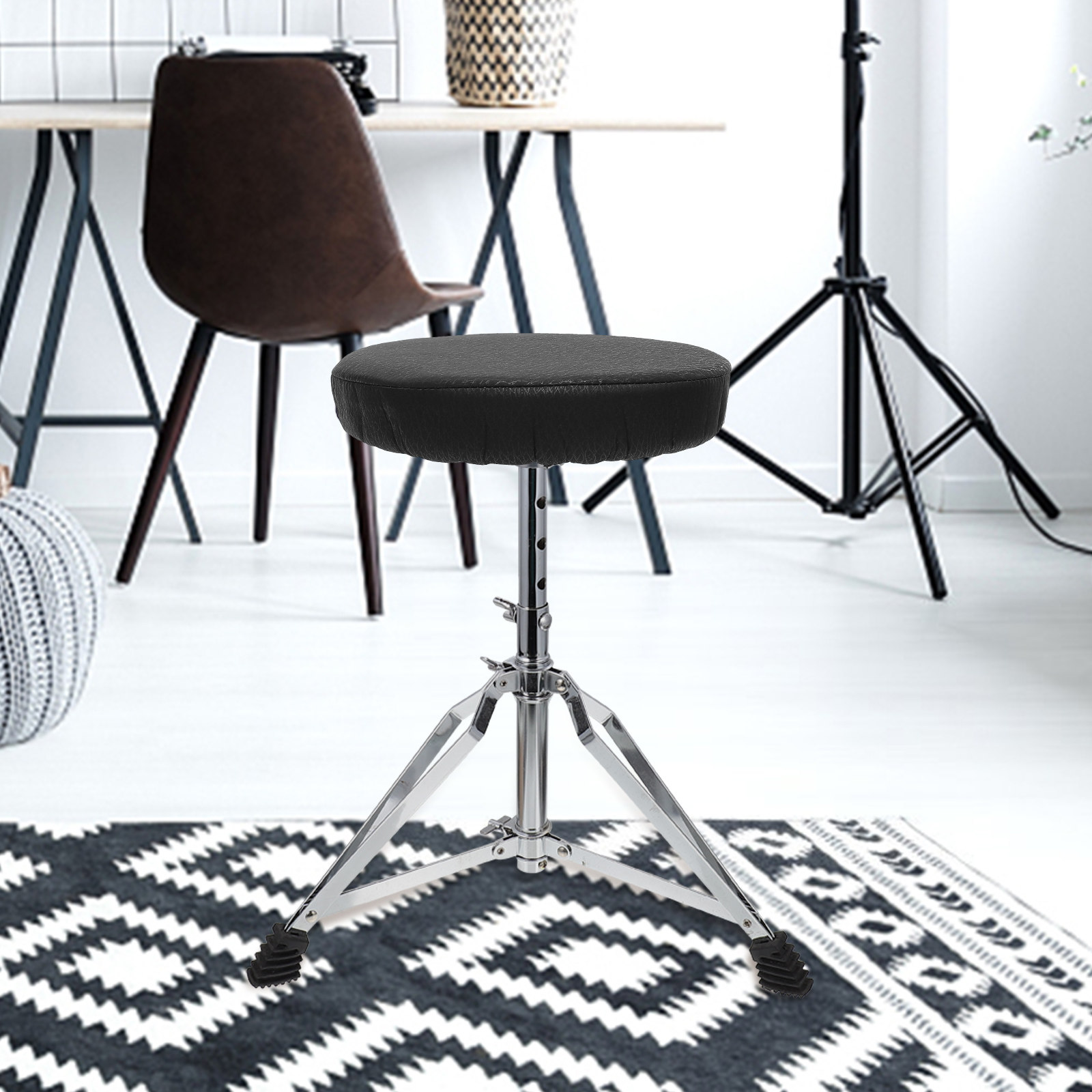 スーパーラウンドスツールカバー ブラック コットンポリエステ - Home Bar Stools のレビューと価格