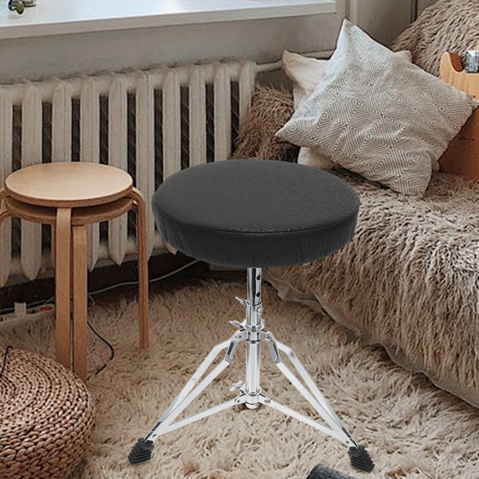 スーパーラウンドスツールカバー ブラック コットンポリエステ - Home Bar Stools のレビューと価格