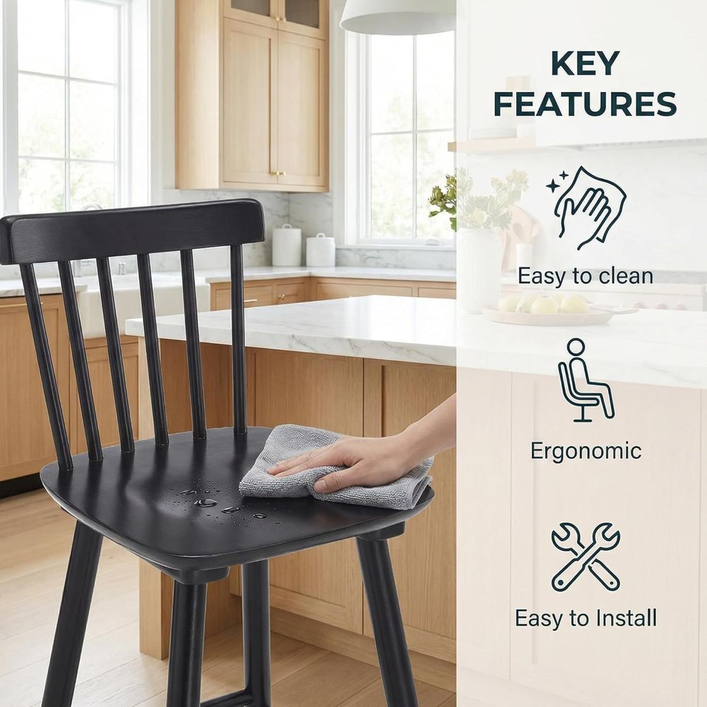 4脚セット、カウンター高さ26インチの木製バースツール、スピ - Home Bar Stools のレビューと価格